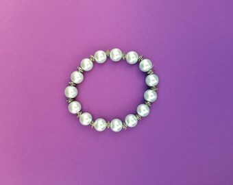 Light Blue Pearl Stretchy Bracelet