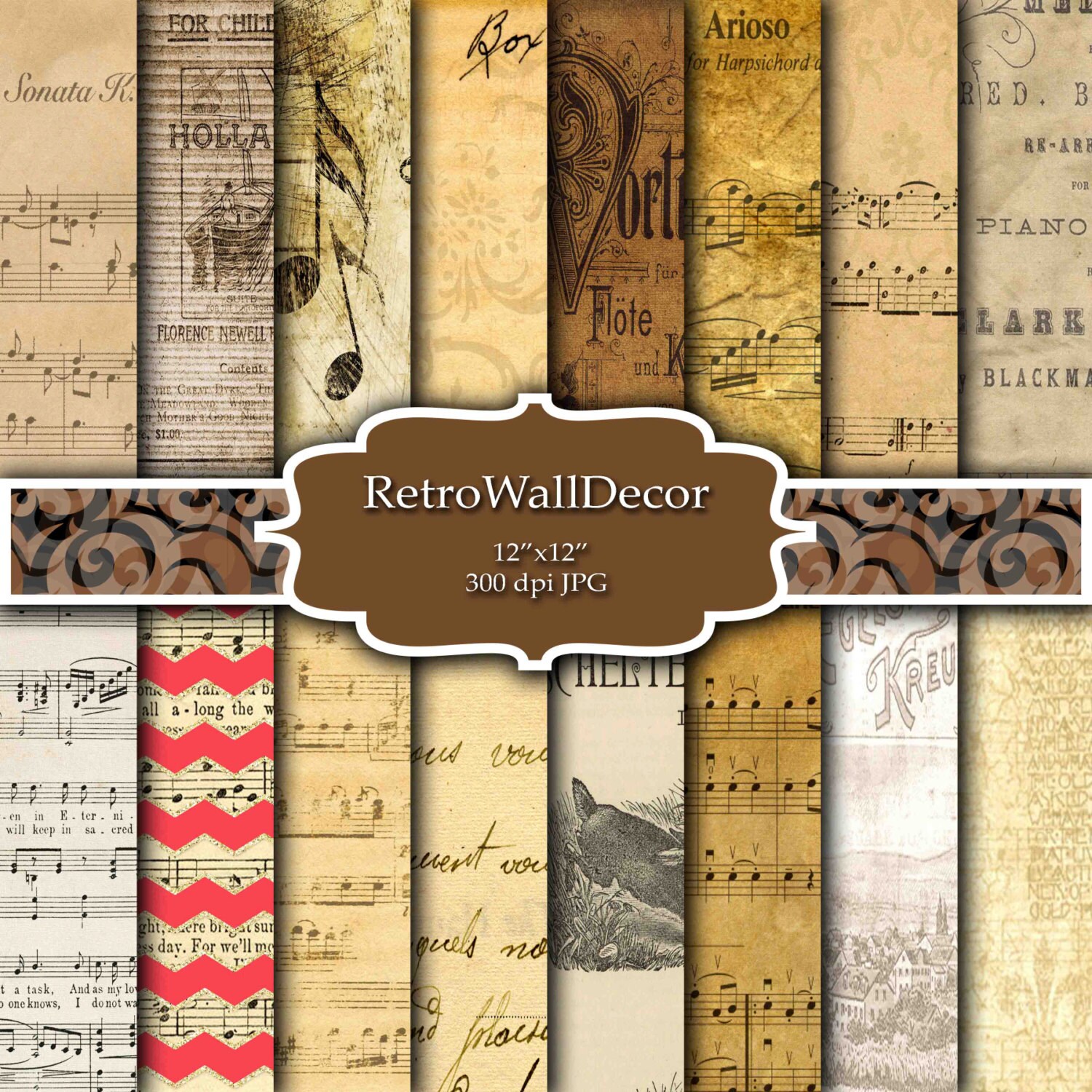 Music Digital Paper Vintage Music Sheets Old Parchment Paper