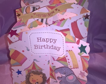 circus cascade card for a boy or girl