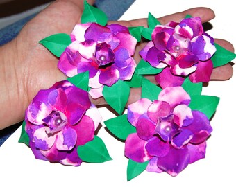 Alcohol Ink Dyed Paper Flowers for Home Decor, for DIY Crafts, Papercraft, Scrapbooking, Wedding, Celebrations, Party, Mixed Media Art
