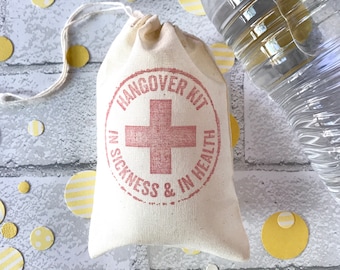 Hangover Kit Bag Individual | Bachelorette Favor Bags Wedding Welcome Recovery Party Favor Muslin Gift Groomsmen Bachelor Bridesmaid Bridal