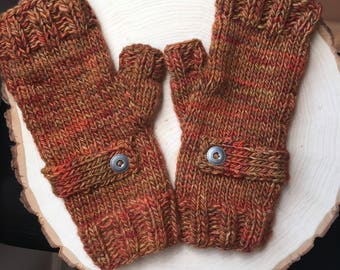 Fingerless Gloves, Orange Wrist Warmers, Knitted Fingerless Mitts, Knitted Fingerless Gloves, Merino Wool, Cabled Gloves, Cabled Mitts,
