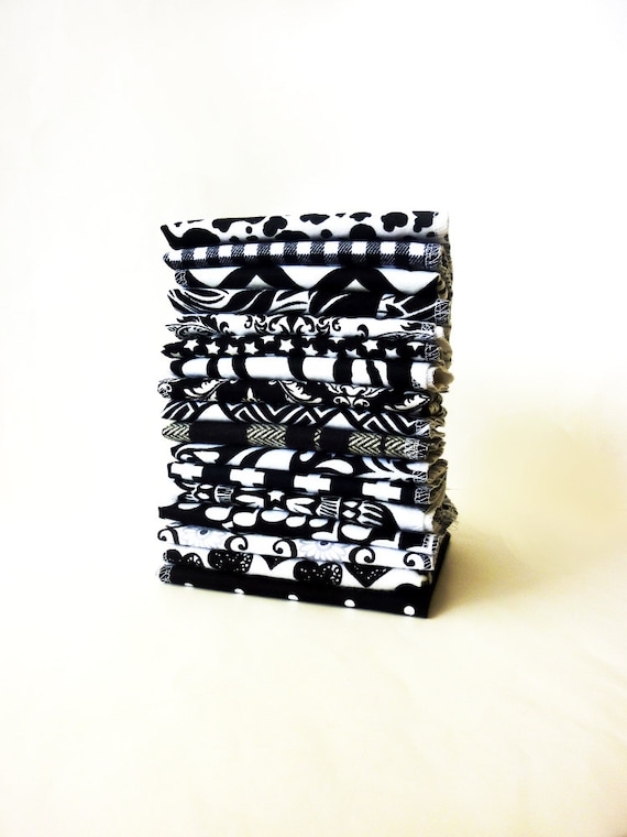 10 Black and White Cloth Napkins Mixed Modern Reusable Paper