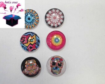 6 glass cabochons 18 mm as pictured lot number 60