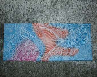blue-orange ombre canvas with henna
