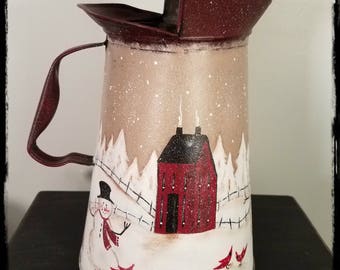Hand Painted vintage Oil Can