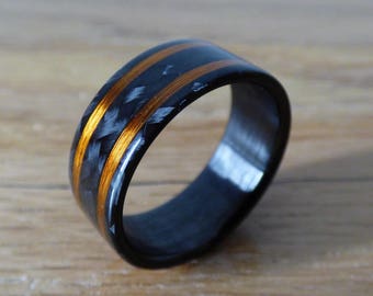 Carbon & copper wire lines ring