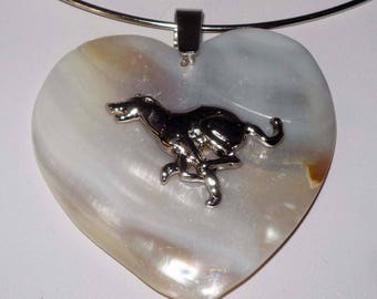 Greyhound Dog Jewelry Heart Shell Pendant Neckring Whippet IG