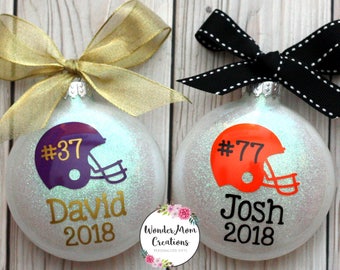 Football Helmet Christmas Ornament; Football Player Helmet Christmas Ornament; Flag Football Christmas Ornament; Football Team Gift