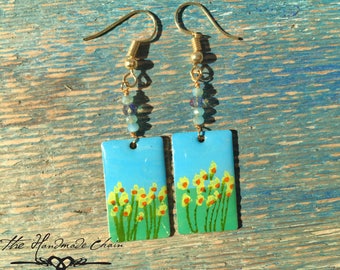 Hand Painted Earrings with hypoallergenic Wire.
