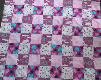 Elephant Baby Girl Flannel Quilt