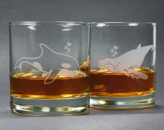 Whale Lowball Glasses - Set of 2