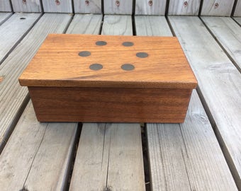 Teak with Brass Inlay Trinket / Keepsake Box