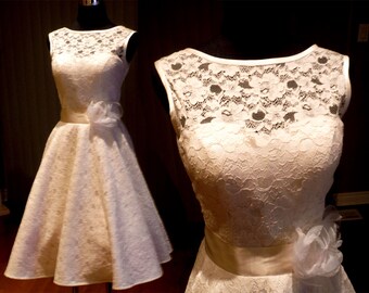 Audrey Hepburn wedding dress, 50s lace dress, plus size bridesmaid dress, lace dress