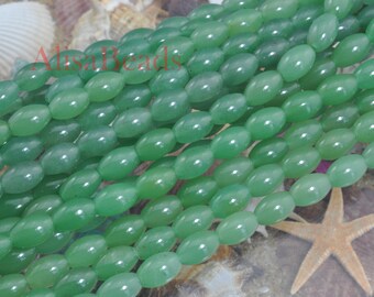 Green Aventurine,smooth rice,8x12mm,beads,15 inches