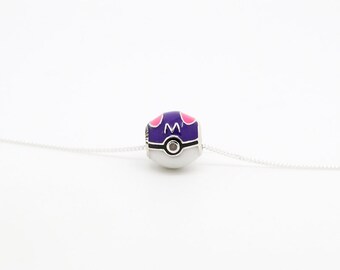 Masterball necklace from pokemon, pokeball made in sterling silver