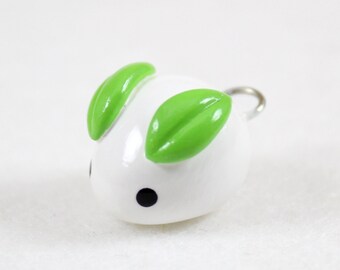 Kawaii Mochi Bunny Charm - Polymer Clay Charm - Kawaii Snow Bunny Phone Charm - Anime Charm - Polymer Clay Jewelry