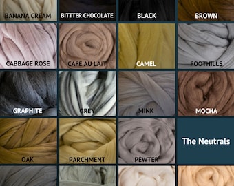 Merino Wool Roving - Felting Fiber - Spinning Fiber - The Neutrals - sold by the ounce