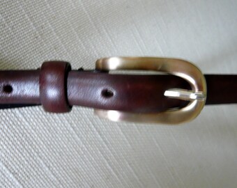 Vintage Belt Liz Claiborne Brown Leather with Brass Buckle