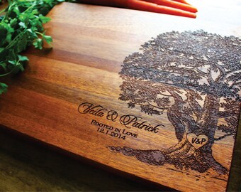 Engraved Tree Cutting Board, Wedding, Anniversary, Womens Gift, Husband Gift, Housewarming Gift, Personalized Cutting Board, Bridal Shower