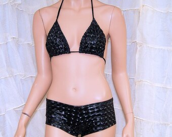 Black Hole Prism Bikini Bra Top Boy Shorts Rave Set Adult Small - MTCoffinz - Ready to Ship