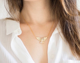 Raw Custom Animal Necklace Necklace Bird Necklace Owl Necklace Gold Necklace Dainty Necklace Layered Necklace Owl Pendant Bird Jewelry