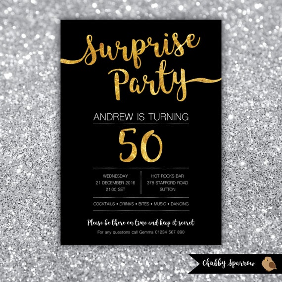 Surprise Party Birthday Invitation 21st 30th 40th 50th