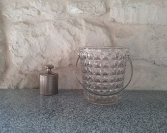 Sceau à glace en verre , poignée en inox, Sceau à glaçon