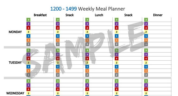 1200-1499 21 Day Fix   Portion Fix Meal Planner