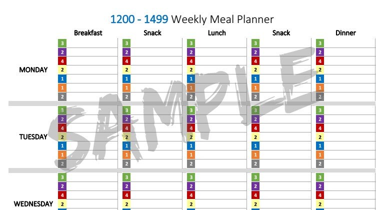 1200 1499 21 Day Fix Portion Fix Meal Planner 0163