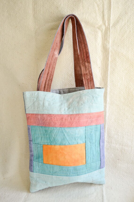 Tote bag Pastel Hand Dyed Canvas quilted