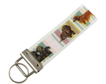 Personalized Key Chain / Key Fob Dachshund Dogs, Weenie Dogs With Optional Initials