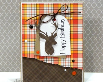 Happy Birthday...Manly Deer Handmade Card ~Greeting Card Masculine