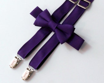Purple Bowtie and Suspender Set - Infant, Toddler, Boy 2 weeks before shipping