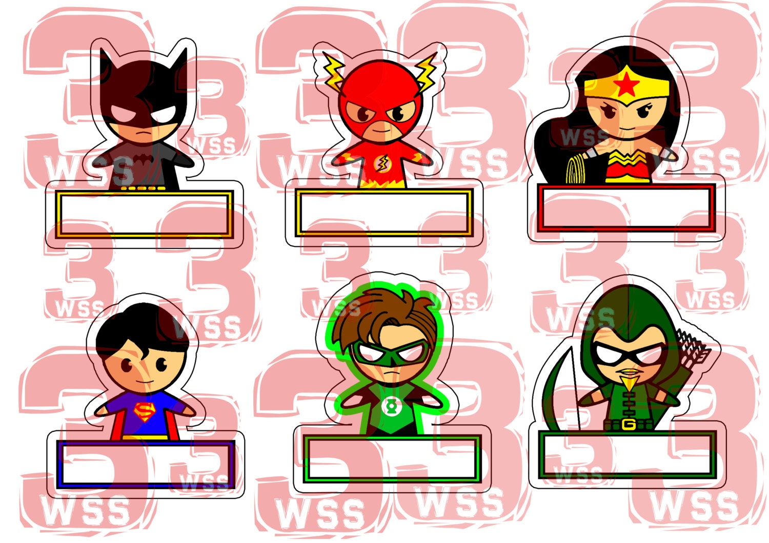 name tags superhero templates as toppers or stickers for