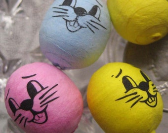 12 Spun Cotton Easter Bunny Heads Rabbit Head Czech Republic