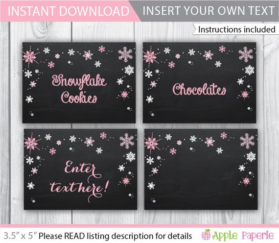 Winter Wonderland food labels / Christmas table tents