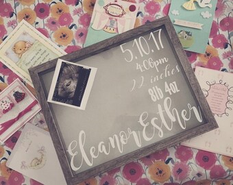 Shadow Box- Personalized shadow box, baby gift, baby shower gift, birth announcement, baby info frame, baby information