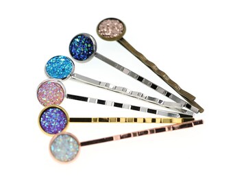 10pcs of 10mm Bobby Pins Round Tray Hair Accessory Bezel Blanks, Made with Brass, Choose Your Color