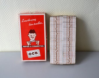 Vintage box of 100 rolling papers book OCB number 2 corded Non gummed / cigarettes and tobacco / made in France
