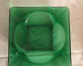 Anchor hocking forest green vintage ashtray