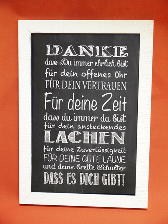 Kunstdruck mit Spruch Danke