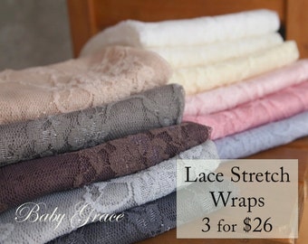 Newborn Wrap Set, Baby Photography Prop, Newborn Girl, Newborn Stretch Wrap, Newborn Photo Prop, Newborn Lace Wrap,Stretch Lace Newborn Wrap