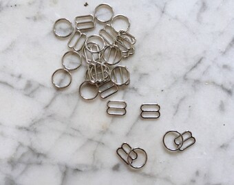 4 pieces – 10mm – of Silver plated bra rings & sliders – for bra and swimwear making