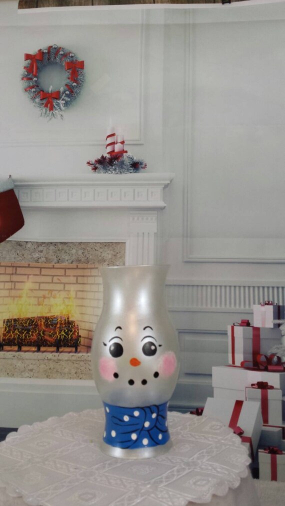 Snowman glass candle holder Christmas decoration hand