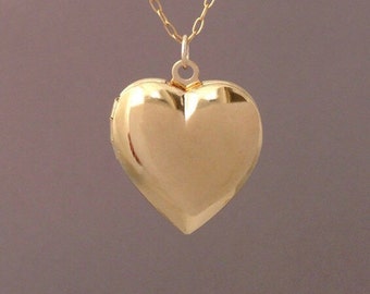 Large Gold Heart Locket Necklace also in Silver