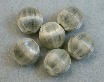 VINTAGE SILK Beads Japanese SILVER color 11mm pkg 6 slk15