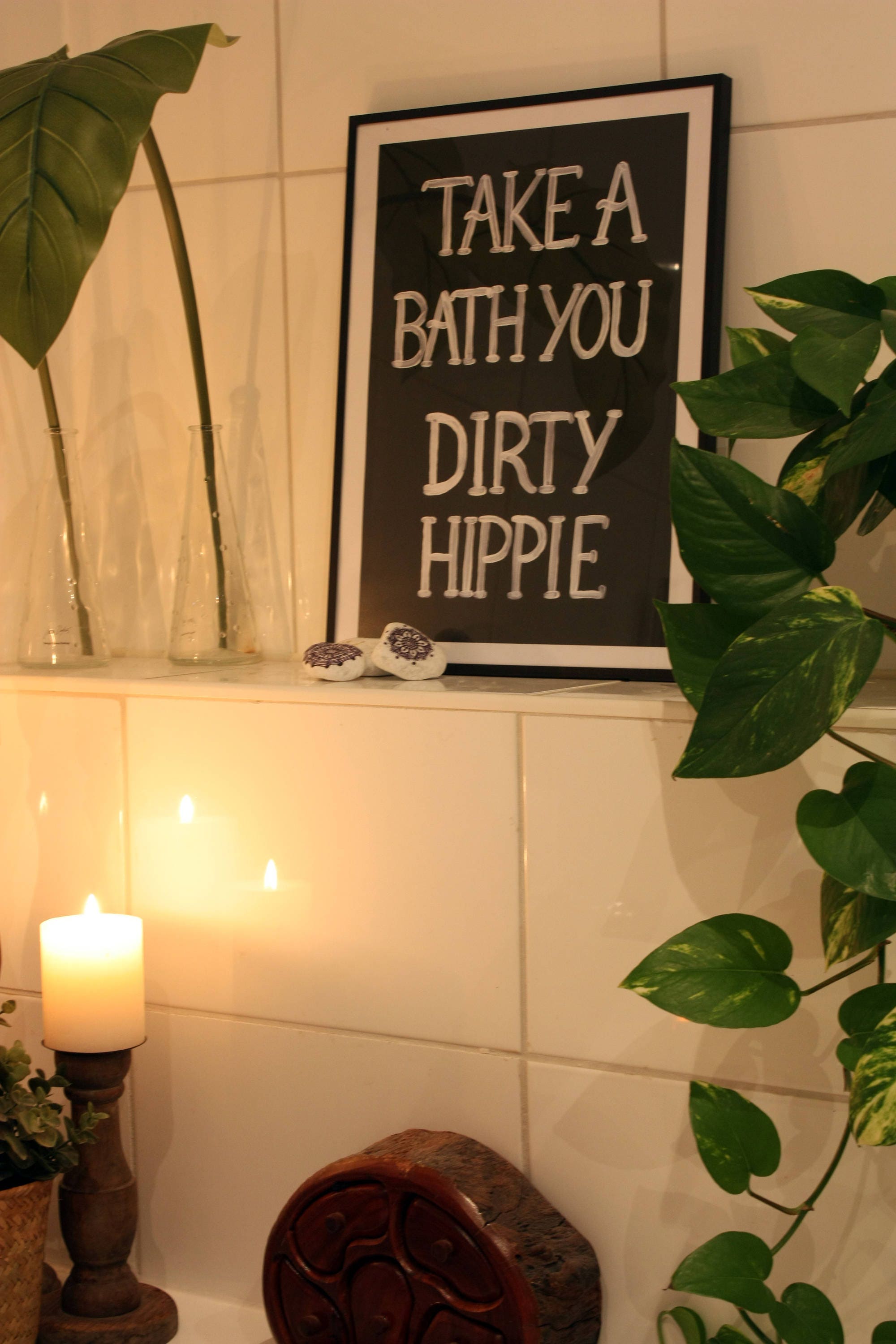 Take a bath you dirty hippie poster A3 Boho art Wall