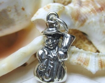 ON SALE Sterling Silver Snowman Charm Pendant 2.63 grams