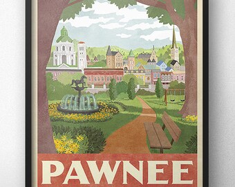 Pawnee Travel Poster - Inspired by Parks and Recreation